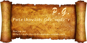 Petrikovich Gáspár névjegykártya